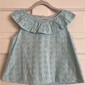EUC Janie and Jack Light Blue Eyelet Top Size 8